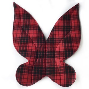 Quilted red flannel plaid fairy wings costume for kids costumes, pretend play, dress up, unique gifts