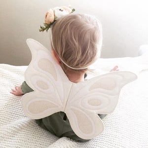 MINI ivory and white butterfly wings, fairy wings, angel wings for toddler costumes, pretend play, dress up, first birthday photo prop,
