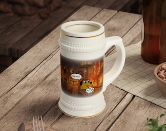 This Is Fine Meme Nat 1 Critical Failure Beer Stein Mug | 22oz Ceramic Stein