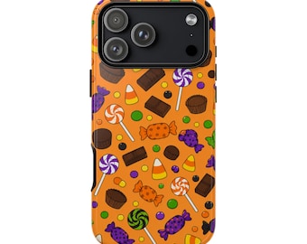 Halloween Candy Pattern Tough Case for iPhone 18 Pro, iPhone 18 Pro Max, iPhone 17, iPhone 16, Galaxy s26, Galaxy s25, Pixel 9, and more!