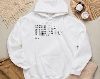 Retro BASIC Infinite Loop Hoodie | Coding Script Sweatshirt