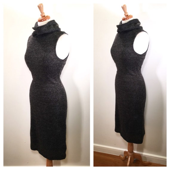 Vintage Grey Sweater Dress Midi Sweater Dress Vin… - image 3