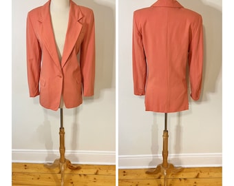 Vintage Max Mara Blazer 1980s Peach Jacket Oversized Max Mara Coat Size 4 Women’s Silk Max Mara Blazer