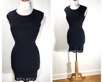 Black Bodycon Dress / 90s Guess Dress Vintage Guess Dress Stretch Party Dress Black Cocktail Dress Night Out Dress Fitted Party Dress