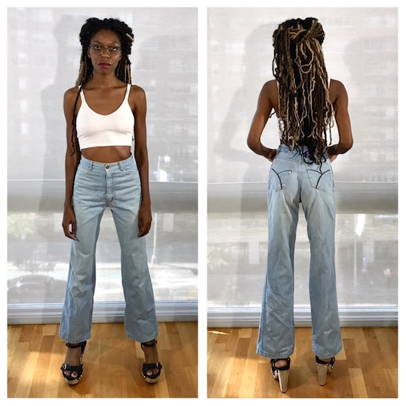 1970s High Waisted Jeans Vintage 70s Pentimento Bell Bottom Jeans