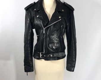 Black Leather Motorcycle Jacket Black Biker Jacket Women's Biker Jacket Men's Biker Jacket Leather Jacket Small Biker Jacket Medium