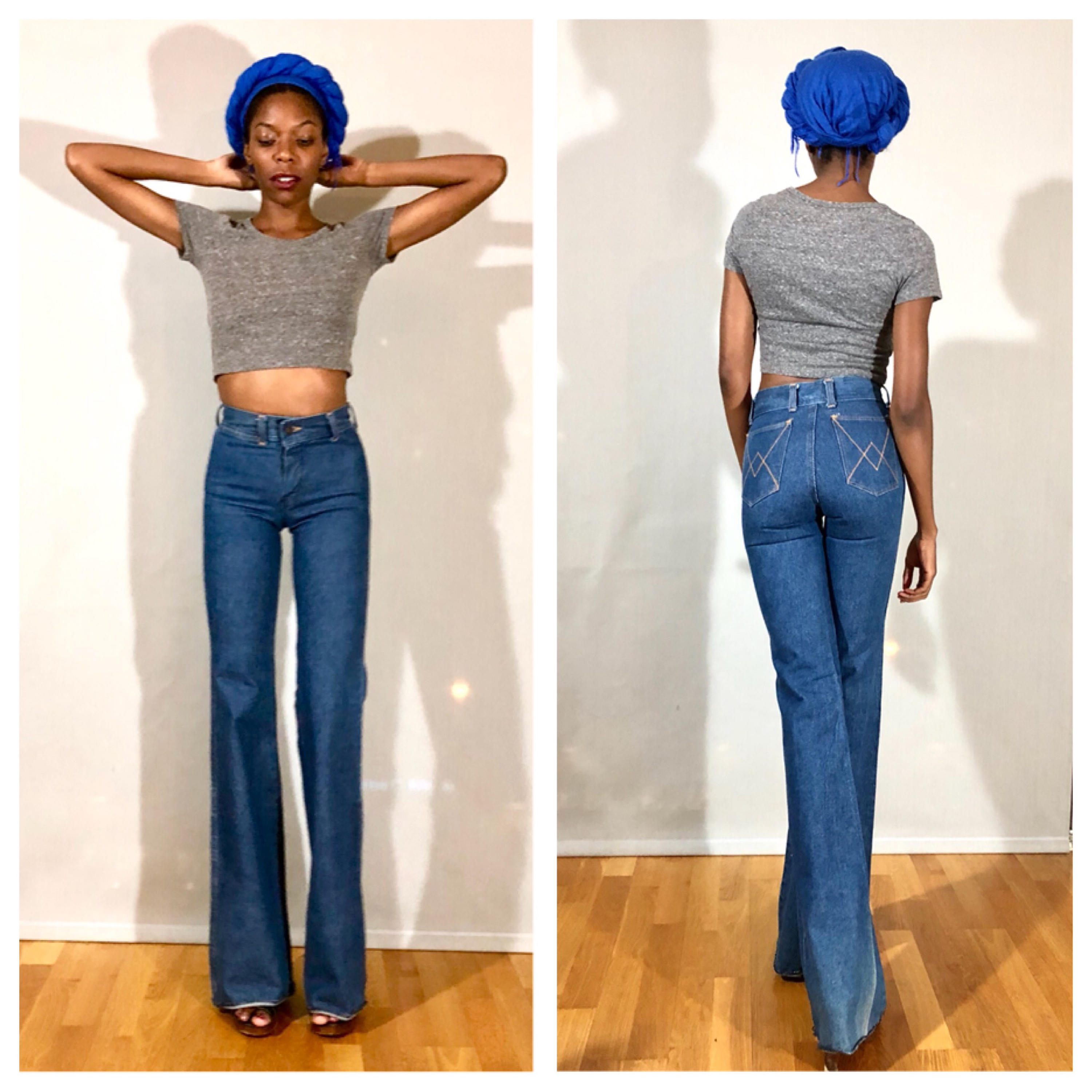 1970s Bell Bottom Jeans 70s Bellbottoms High Waisted Jeans Extra