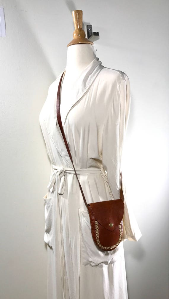 1970s Crossbody Bag / Brown Leather Bag Mini Pouc… - image 9