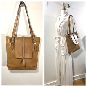 Bolso Vintage Courreges Grande de cuero marrón Andre Courreges Paris Flap Carryall Bolso de computadora de cuero vintage Bolso de hombro de diseñador grande