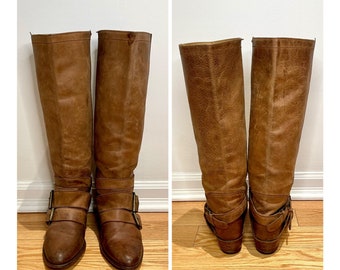 Vintage Size 10 Brown Leather Riding Boots Size 10 Women’s Tall Boots Knee High Boots Western Boots