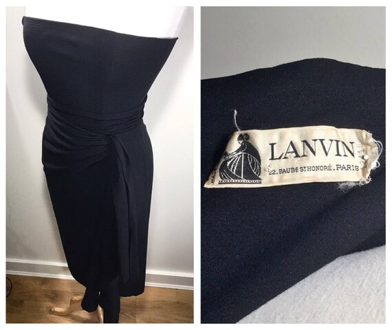 Black Lanvin Wrap Dress 1980s Lanvin Midi Dress S… - image 3