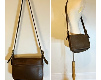 Vintage 1980s Coach Bag Brown Leather Coach Crossbody Tote Medium Leather Handbag