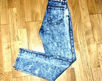 80s High Waisted Jeans / Size 27 Women&#39;s Jeans Button Fly Jeans Vintage Jeans Small 80s White Washed Jeans Tapered Jeans Small Bonjour Jeans