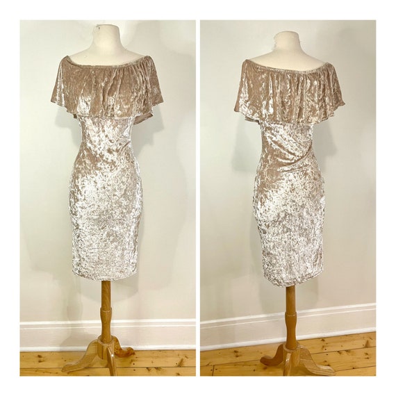 Vintage Velvet Pencil Dress Pink Off The Shoulder Midi Dress Body Con 90s Party Dress