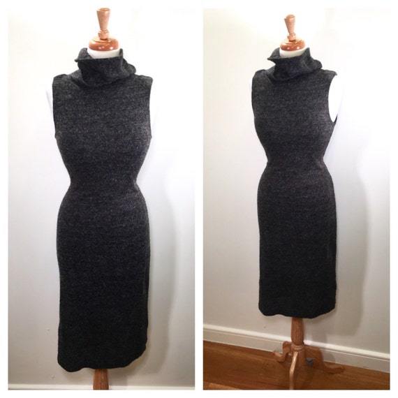 Vintage Grey Sweater Dress Midi Sweater Dress Vin… - image 2