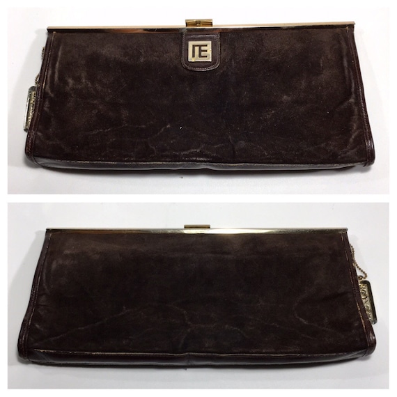 1960s Balmain Clutch Brown Suede Vintage Handbag Balmain Etsy