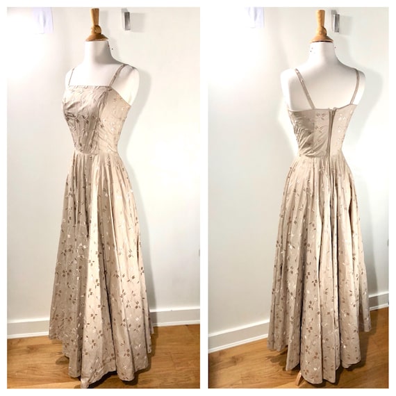 1950s Dress Vintage 1950s Gown Embroidered Dress … - image 4