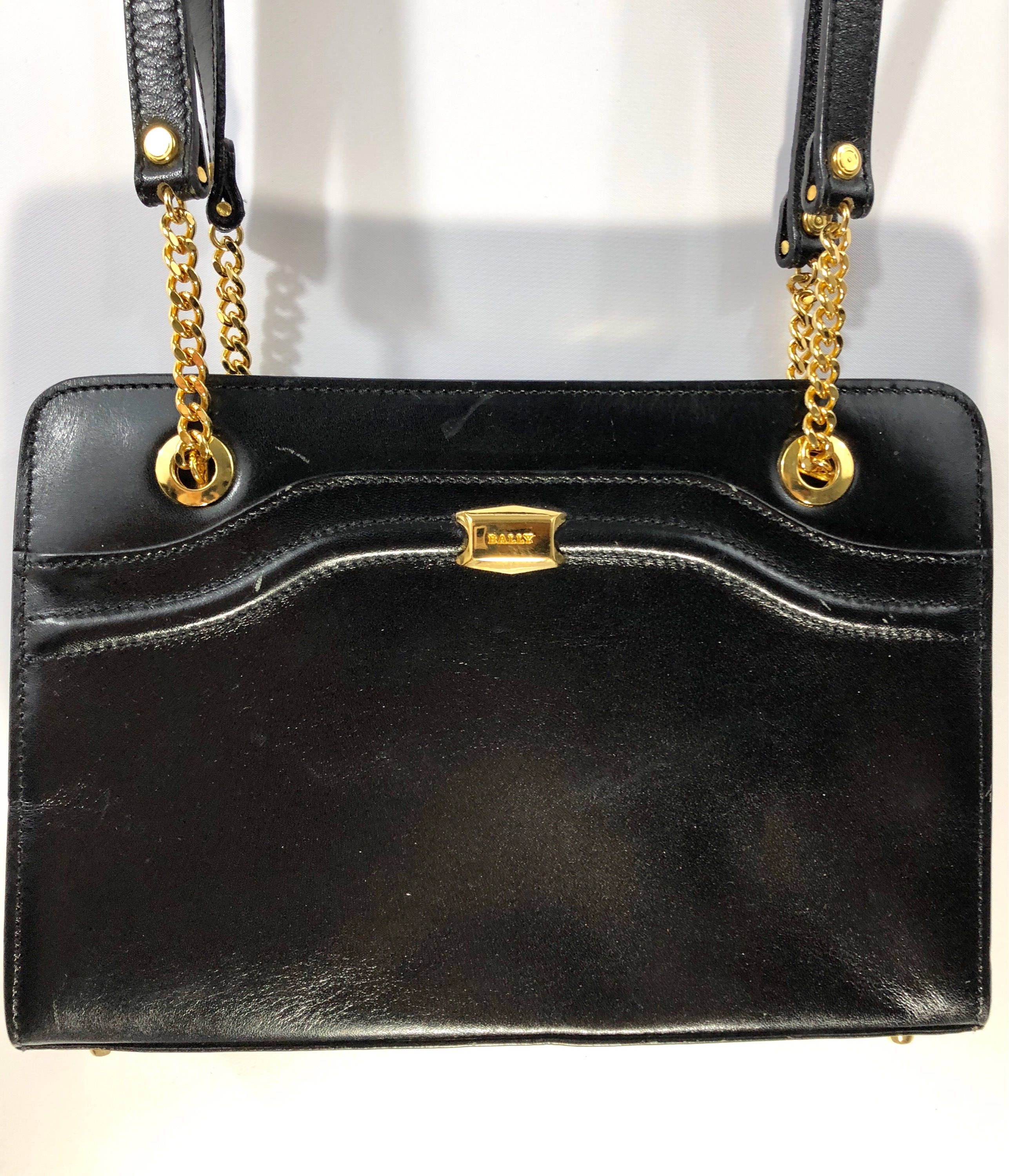 Vintage Black Bally Bag Black Leather Bag 80s Bally Bag Vintage Black Bally Bag Black Leather Bag 80s Bally Bag