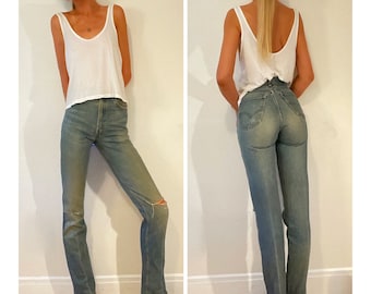 Vintage 1990s Levi’s Jeans Reworked High Waisted Levis Distressed Straight Leg Jeans Size 26