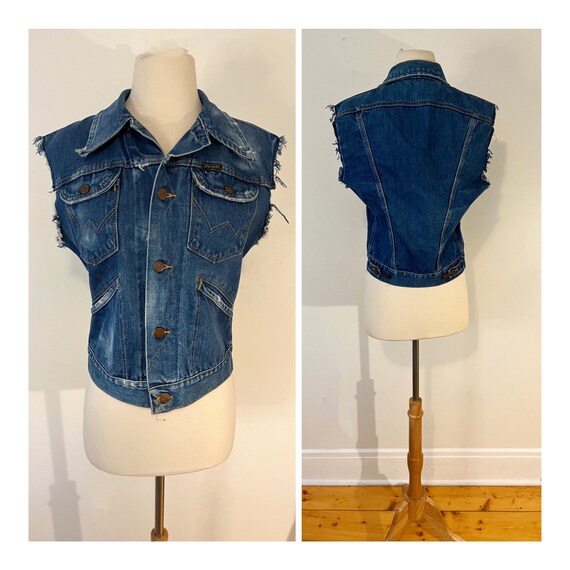 Vintage Wrangler Denim Vest 1980s Jean Jacket Fad… - image 7
