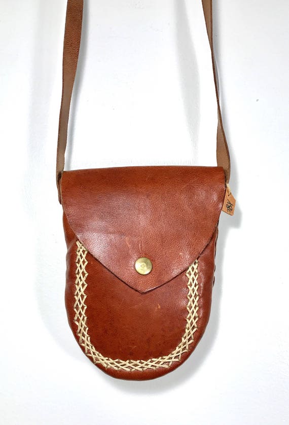 1970s Crossbody Bag / Brown Leather Bag Mini Pouc… - image 8