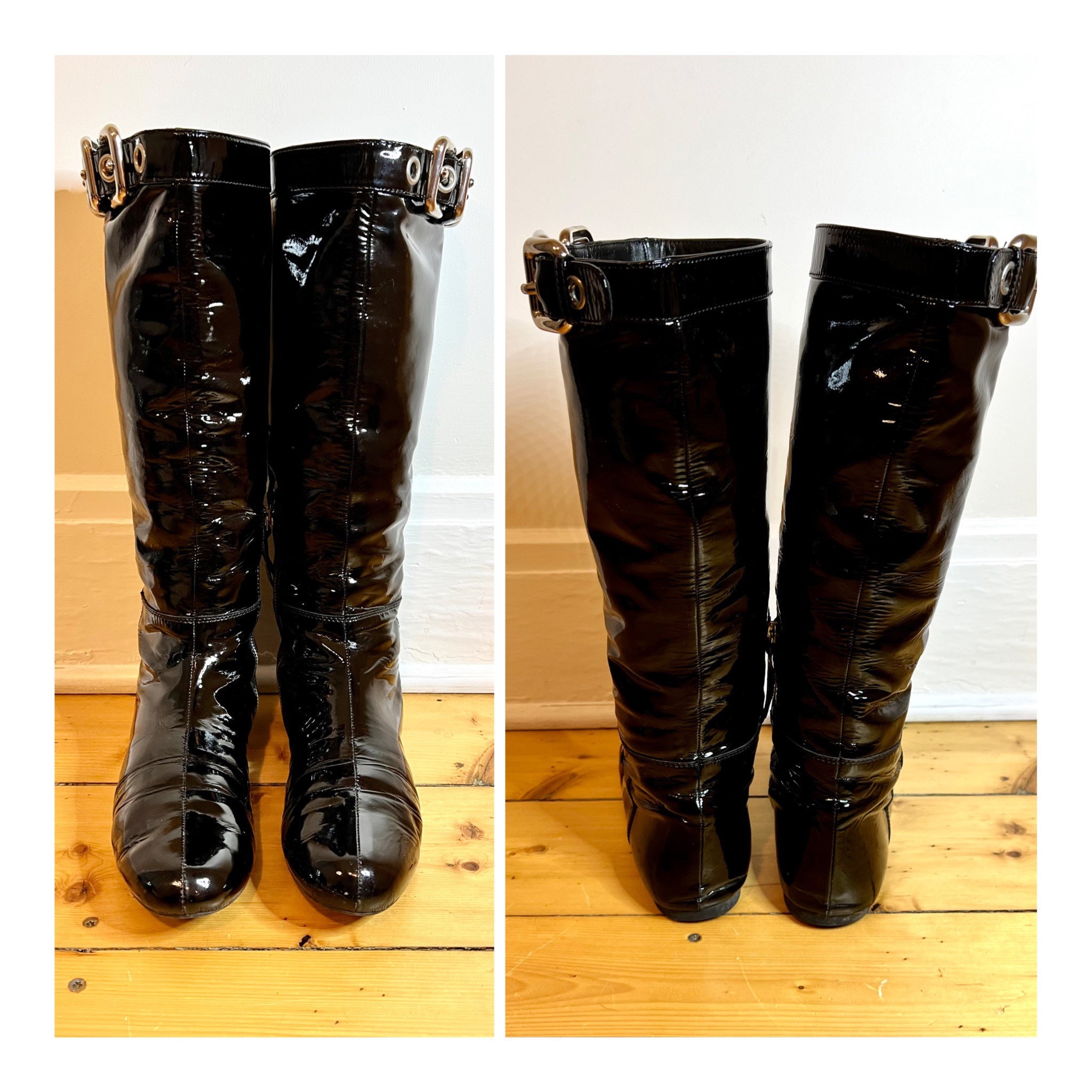 miu miu patent leather booties