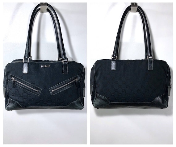 Vintage Gucci Bag Black Gucci Bowler Bag Gucci Monogram Bag 90s Gucci Large Gucci Bag Gucci Handbag Black Leather Bag Canvas Carryall Etsy UK