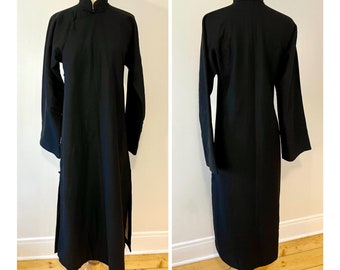 Vintage 1900s Kimono Jacket Black Wool Cape Coat Size Small Size Medium Coat Men’s Women’s Long Coat