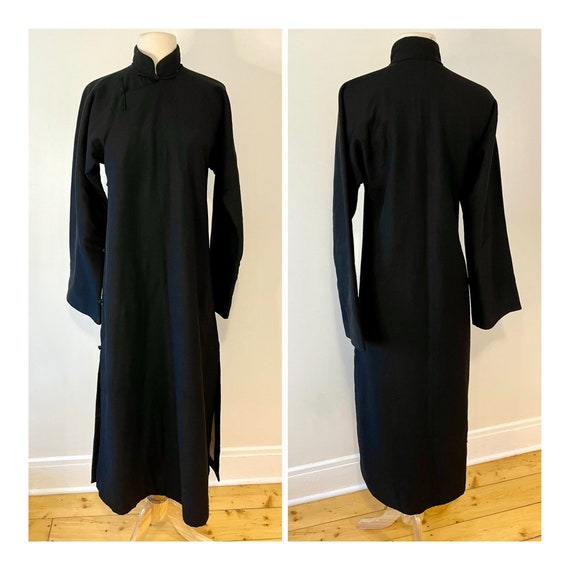 Vintage 1900s Kimono Jacket Black Wool Cape Coat Size Small Size Medium Coat Men’s Women’s Long Coat