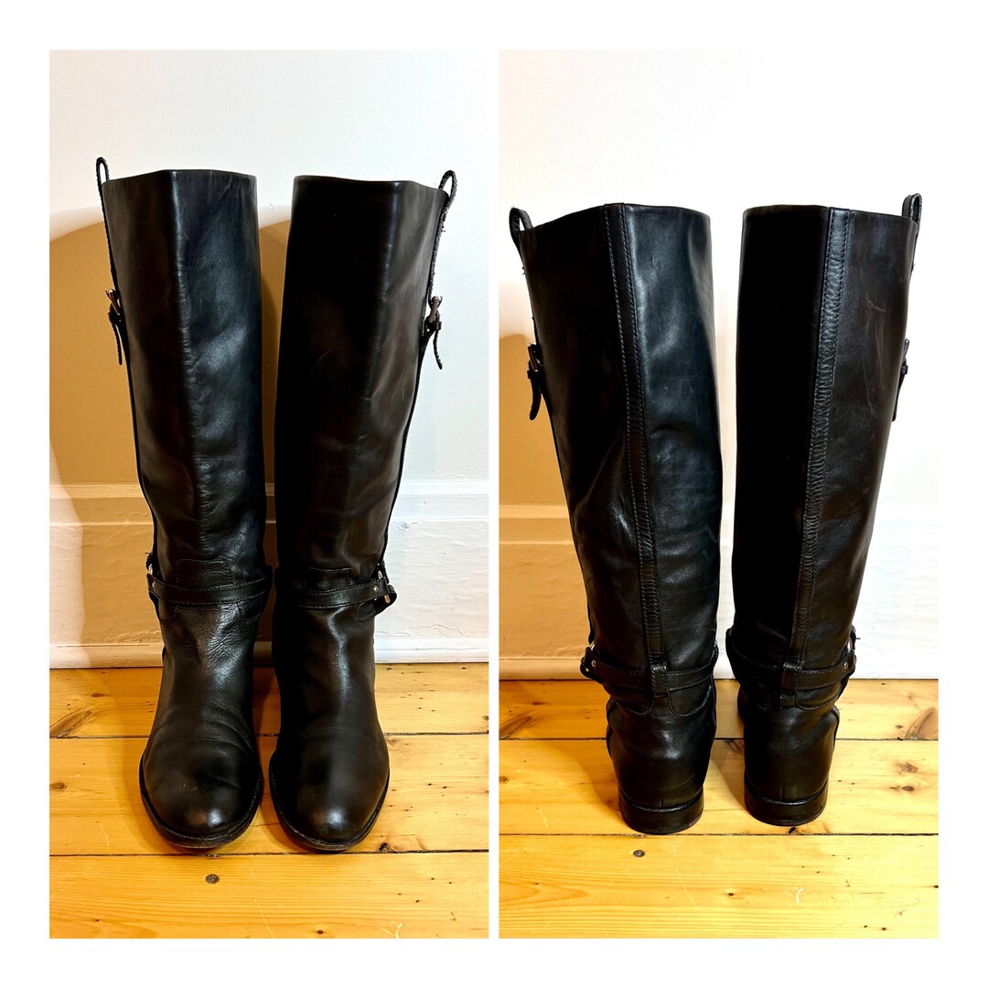 Vintage Coach Riding Boots Black Leather Coach Boots Size 8 Tall Flat