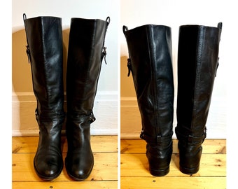 Vintage Coach Riding Boots Black Leather Coach Boots Size 8 Tall Flat Women’s Boots