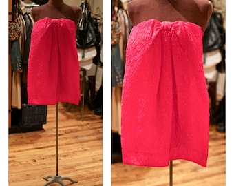 1980s Pink Dress / Strapless Mini Dress Party Dress 80s Prom Dress Big Bow Detail Dress Bright Cocktail Dress Party Dress Small