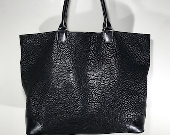 Black Leather Carryall Bag Large Pebbled Leather Tote Bag Newbark Extra Large Computer Bag Textured Leather Shoulder Bag