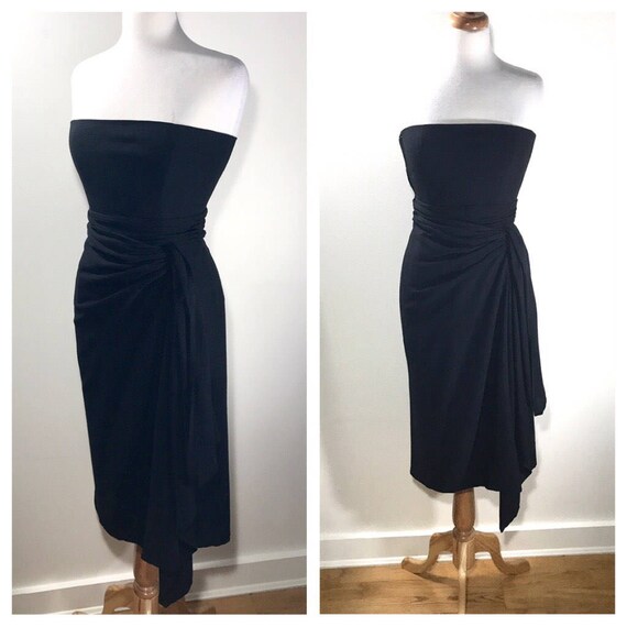 Black Lanvin Wrap Dress 1980s Lanvin Midi Dress S… - image 2