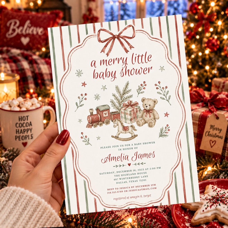 Party Invite Raffles Buy Christmas Baby Shower Invitation Bundle, Merry Little Baby Shower ...