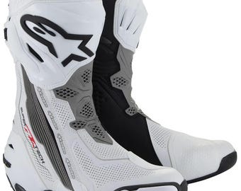 Botas de moto de carreras Alpinestars para hombre, color blanco, para protección en pista.