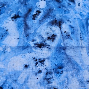 Hand Dyed Aida - 14 count aida measuring 25x18" - Denim Splat - cross stitch