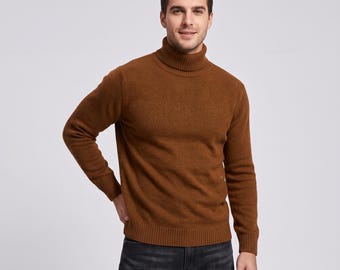Minimalistyczny męski sweter z golfem | Golf z długim rękawem i golfem