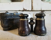 Antique Binoculars Opera Case Leather Eye Glasses