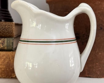 Vintage Creamer / Pitcher / Restaurant Ware / Stripe / Milk / Dishes / Diner