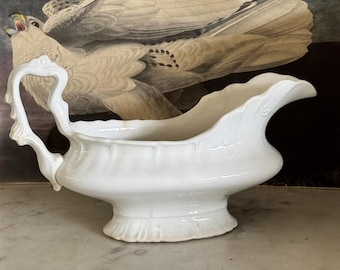 Antique Gravy Boat / Anchor Pottery / White / Staining / Bowl / China
