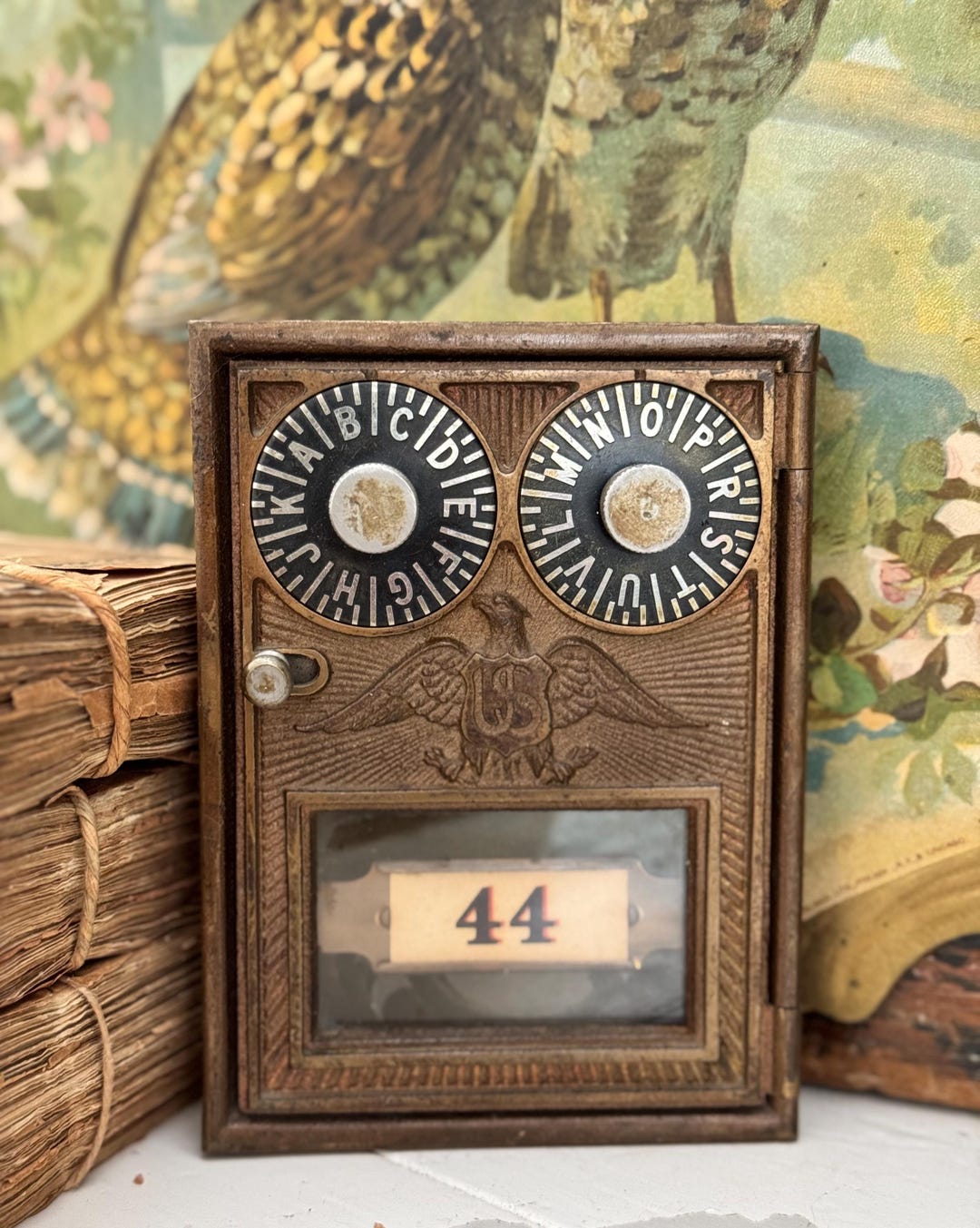 Vintage Mailbox Door / Brass / No. 44 / Dial Lock / Eagle / Postal ...