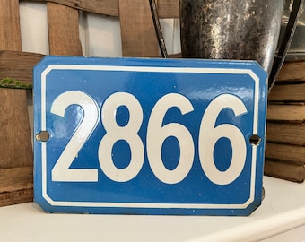 French Traditional Blue House Number Door Gate plate metal sign plaque 01 to 99 