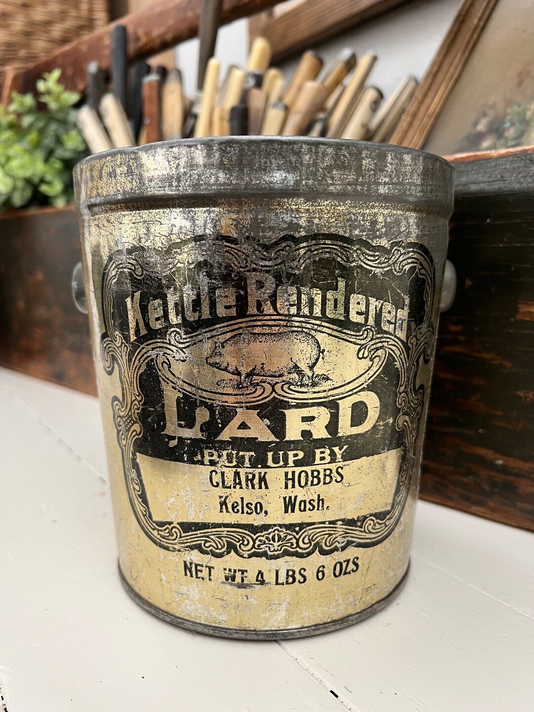 Vintage Kettle Rendered Lard / Pig / Pail / Tin / Can / Bucket Etsy