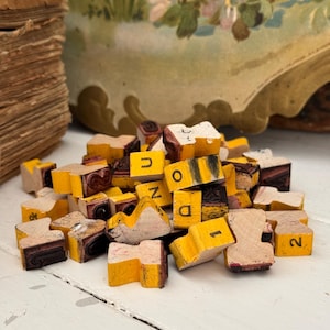 Vintage Wood Stamps / Alphabet / Numbers / 1/2 Inch / Set / Blocks / Scrapbooking / Ephemera