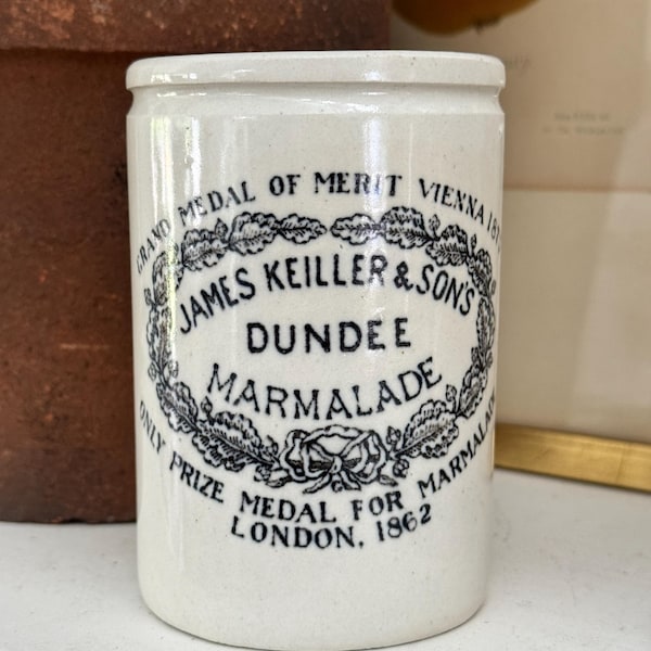 Vintage Marmalade Crock / Jar / James Keiller & Sons / Pot / English / Advertising