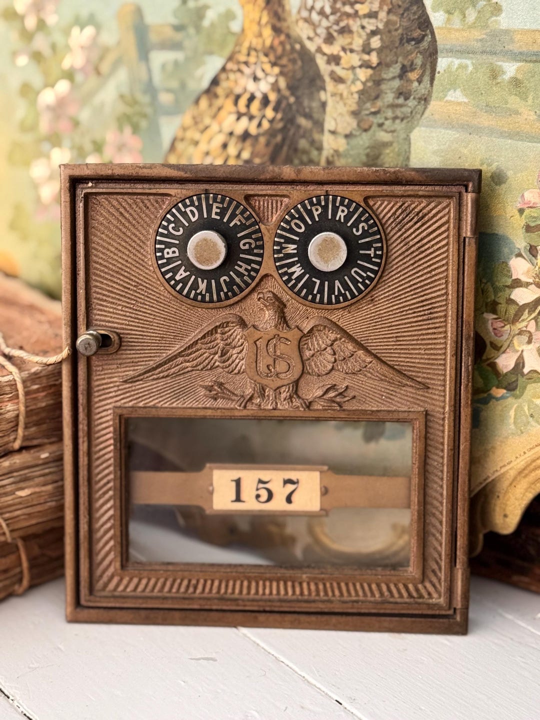 Vintage Mailbox Door / Brass / No. 157 / Dial Lock / Eagle / Postal ...