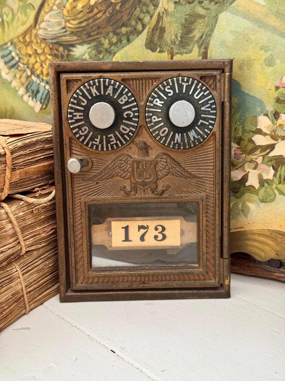 Vintage Mailbox Door / Brass / No. 173 / Dial Lock / Eagle / Postal ...