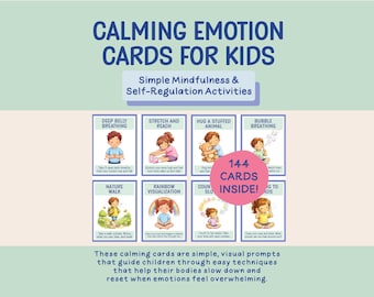 Calm Down Cards for Kids, Calming Emotion Cards, Mindfulness Emotional Regulation Cards, Calm Down Corner, SEL Activities, School Counselor