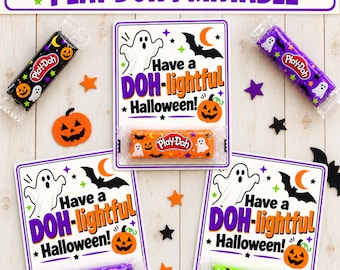Halloween Favors Playdoh Digital, Classroom Halloween Party Playdough Printable, Kids Halloween Gift, Printable Gift Tag, Halloween No Candy